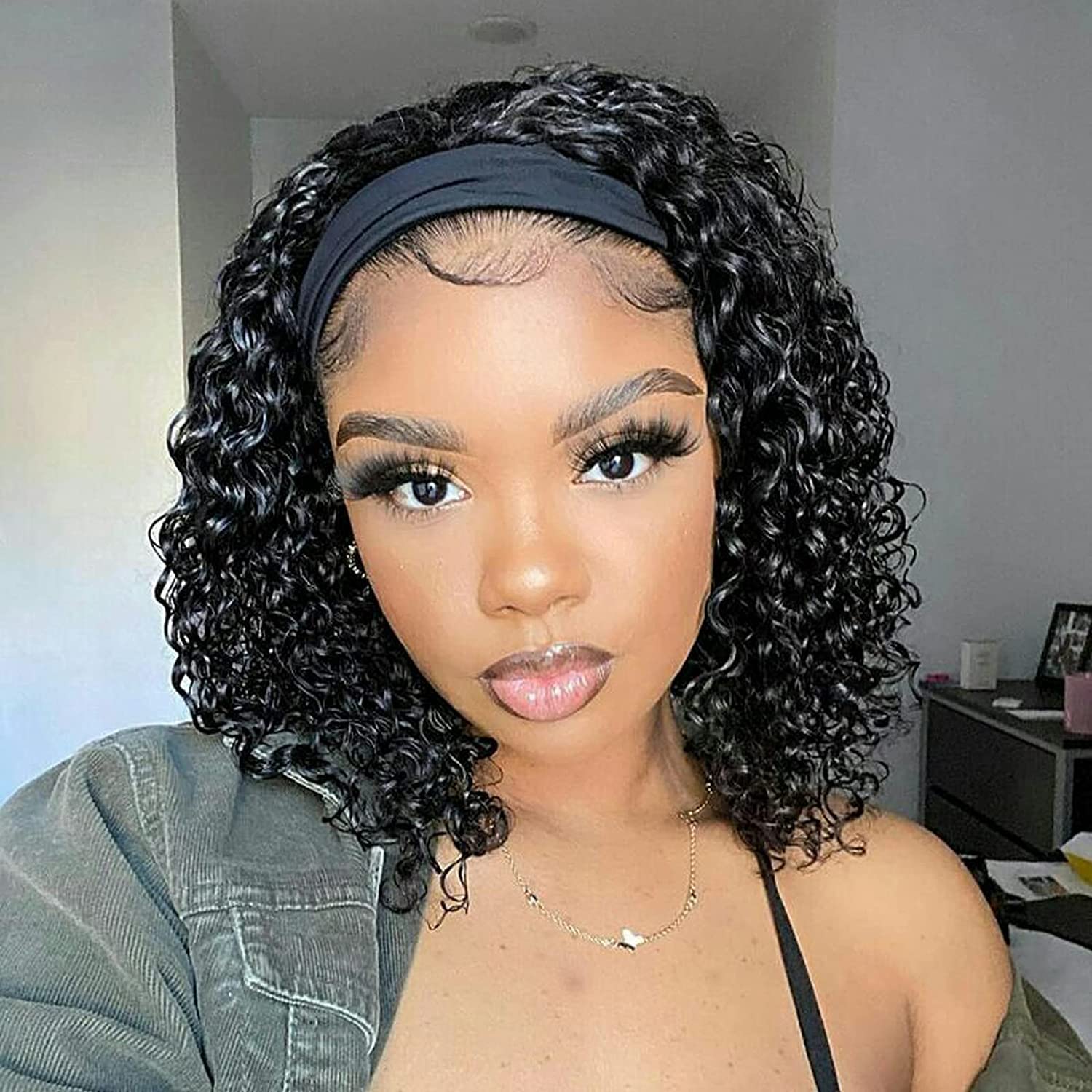 Aiterina headband wig deep wave 12inch for natural daily glamour