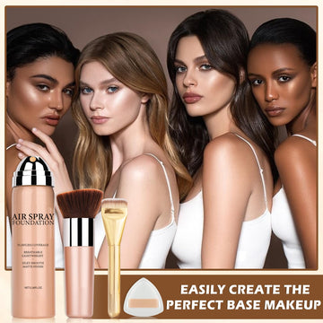AIUEO Airbrush Foundation application demo showing easy, even distribution.