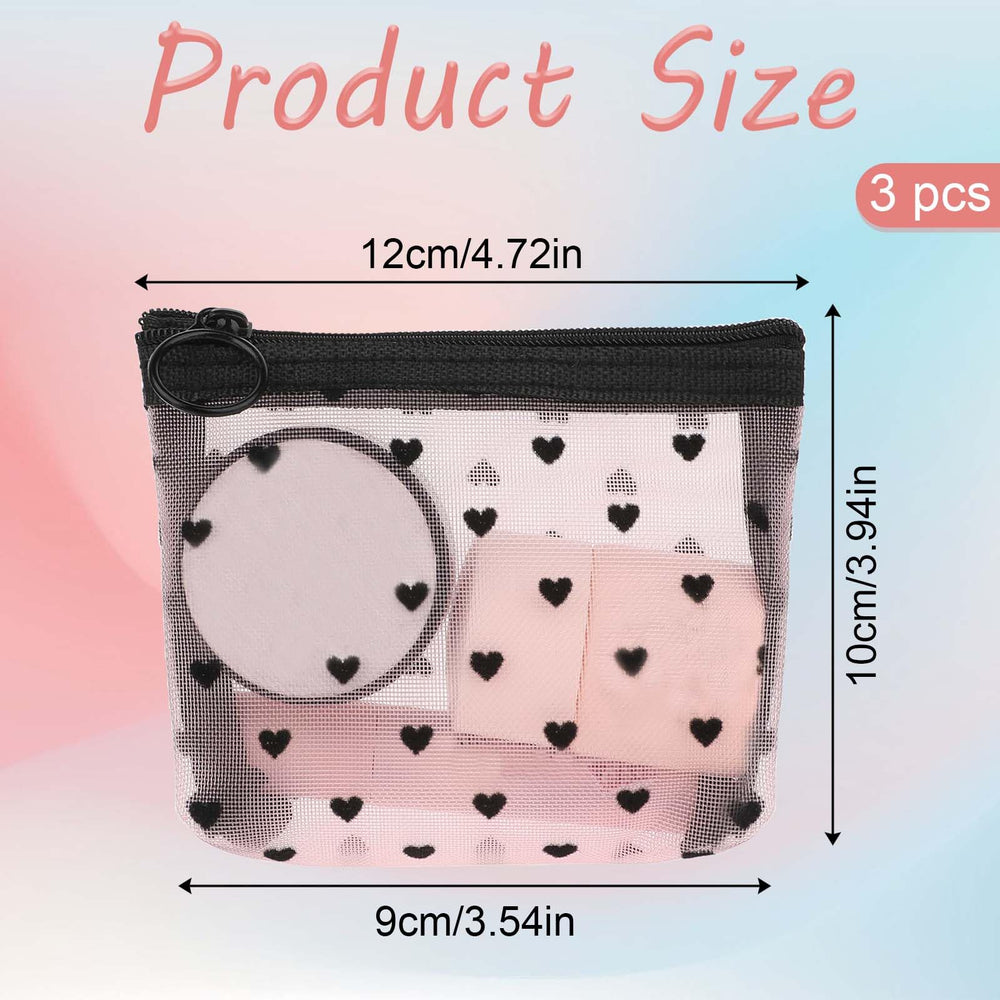 Aiyorse bolsa malla mini rosa con corazones, perfecta para viaje ligero