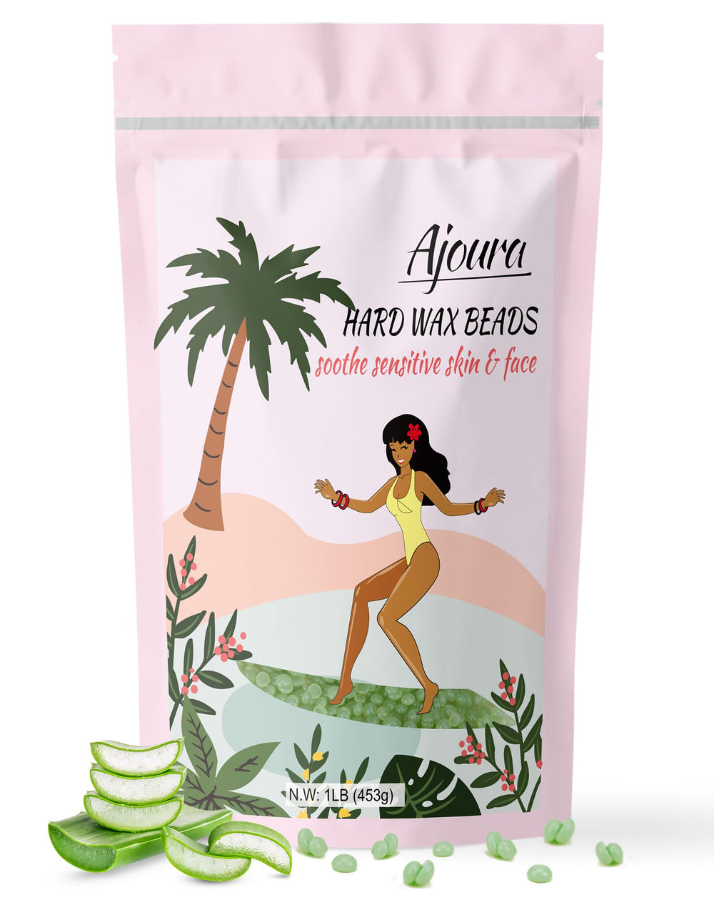 Ajoura bolas de cera aloe para piel sensible, depilación suave.