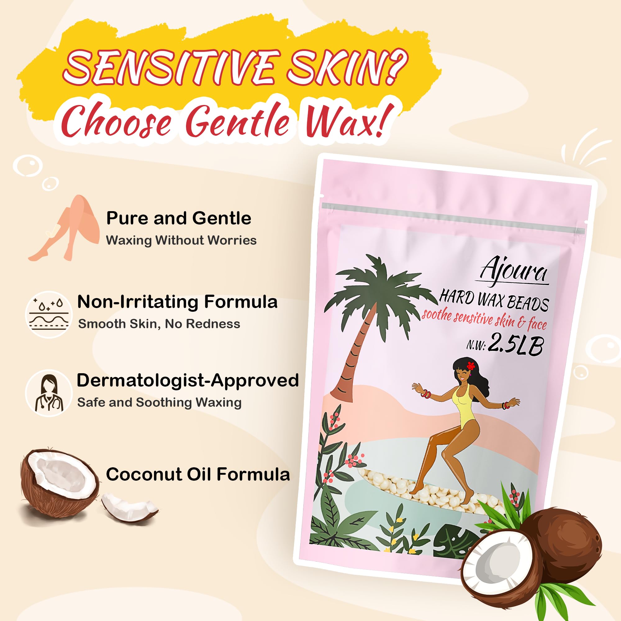 Ajoura facial and underarm waxing with gentle formula.