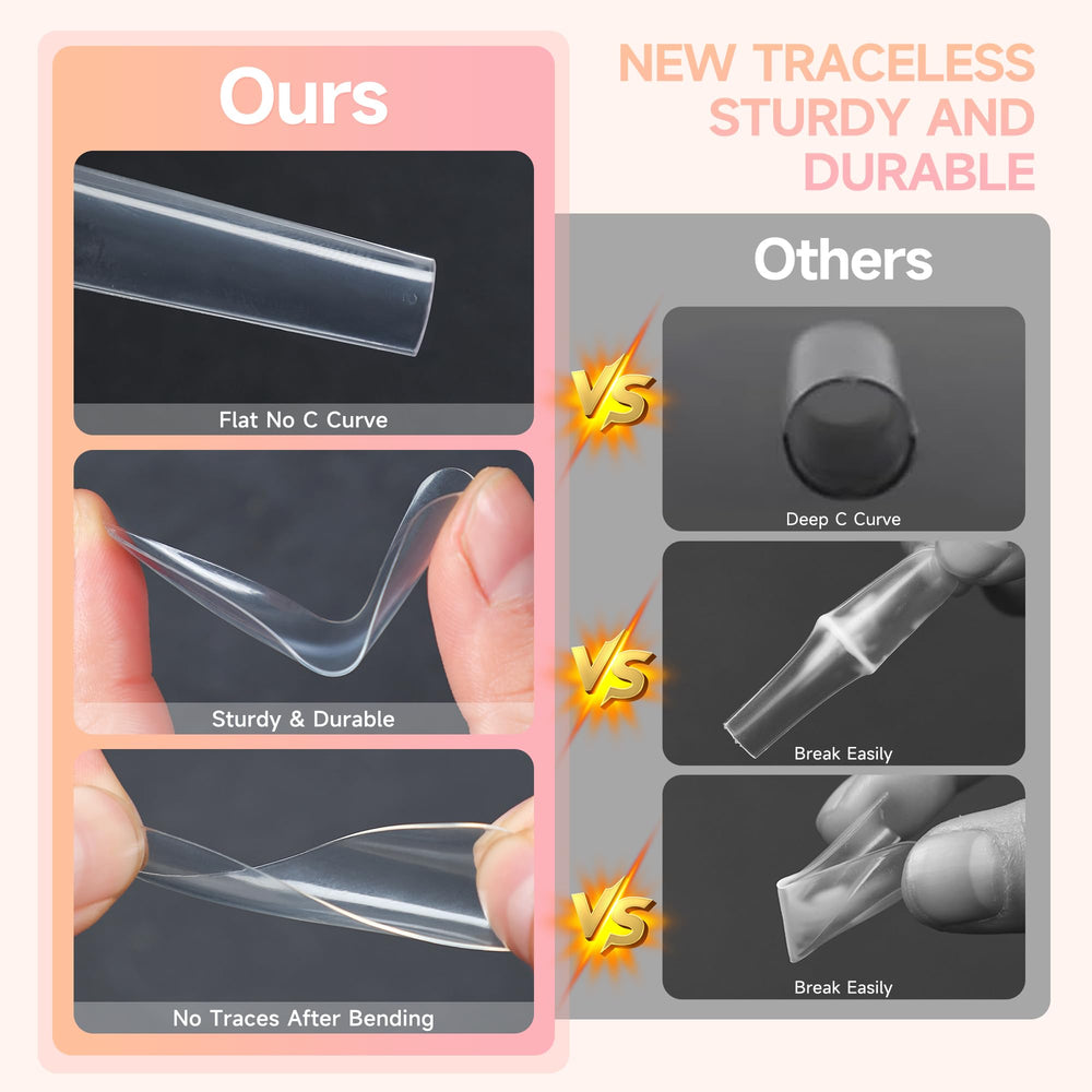  AKA Unicorn pack de 12 tamaños de puntas gel transparentes para ajuste rápido.