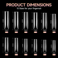  AKA Unicorn puntas gel XXL con cubiertas transparentes, ideales para uñas largas.