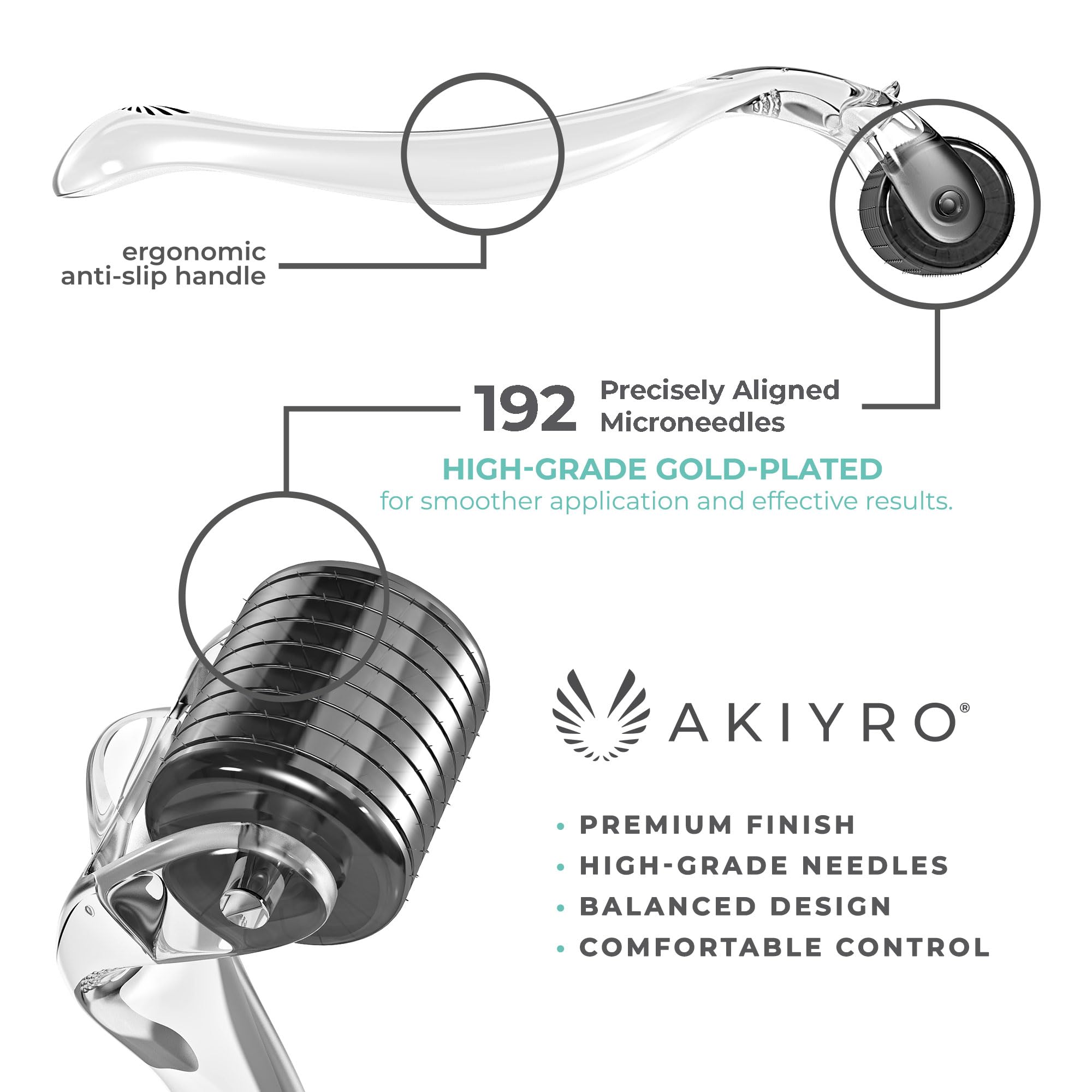 AKIYRO Derma Roller avec boîte de rangement pratique pour le rangement et le transport.