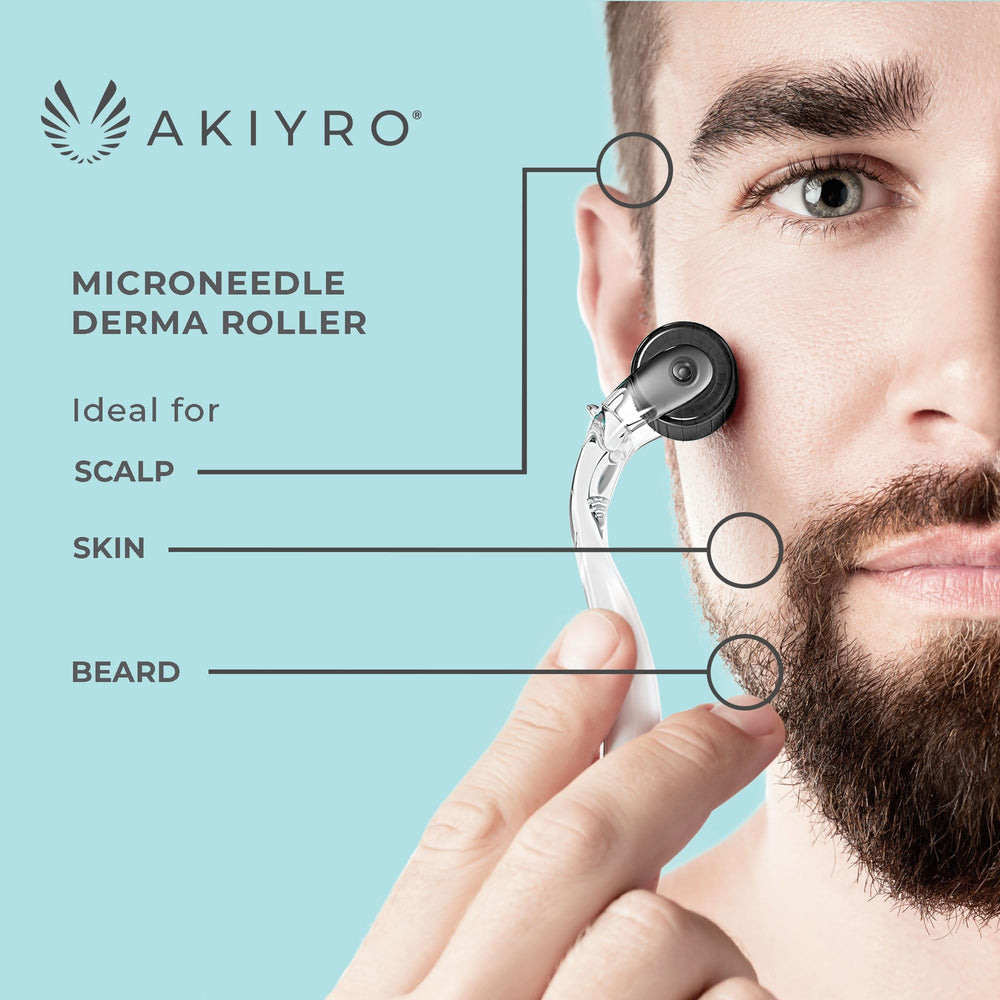 AKIYRO Derma Roller 0,30 mm sur le corps, zones ciblées plus lisses et uniformes.