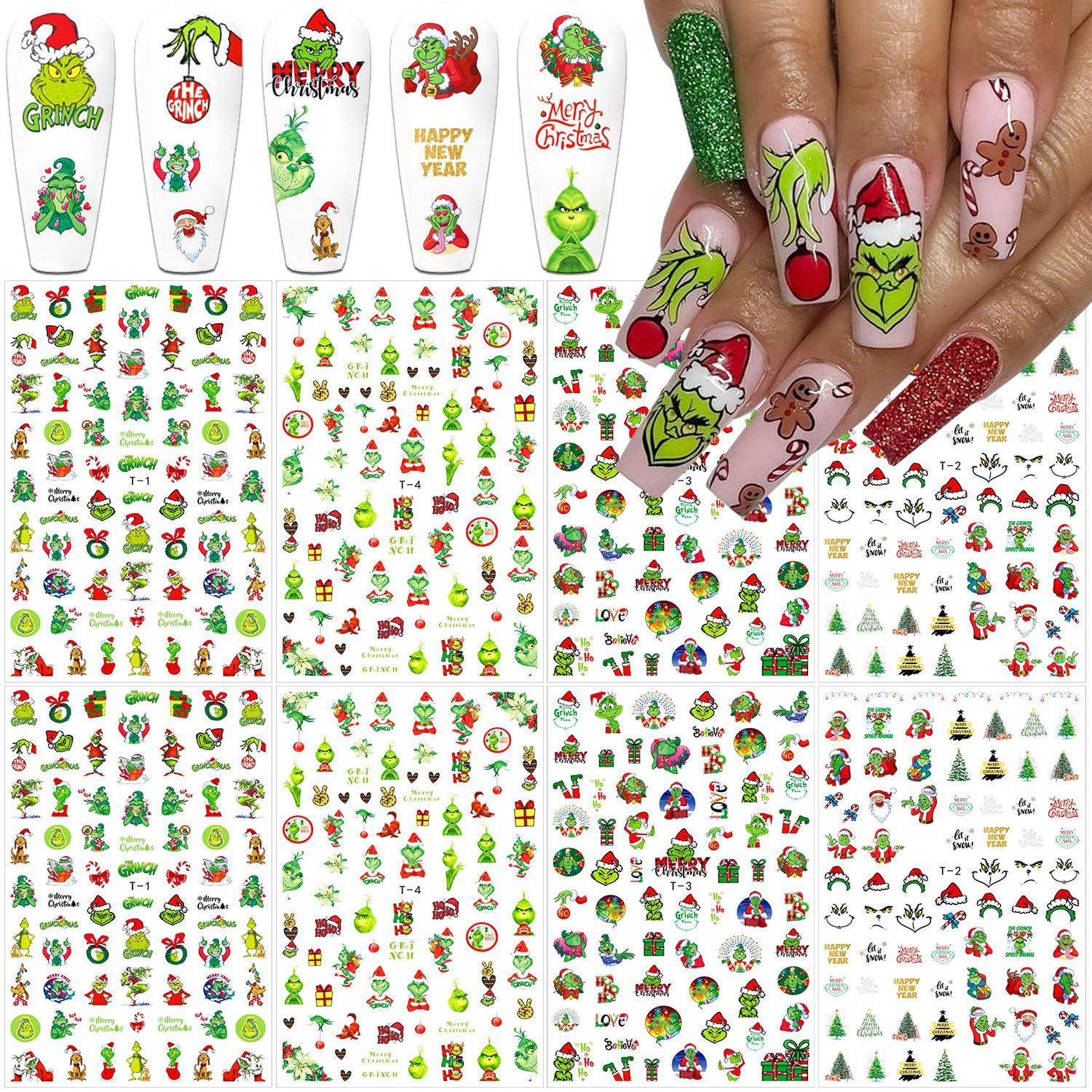 AKLHDSK pegatinas navidad 3D con árbol para uñas, decoración festiva.