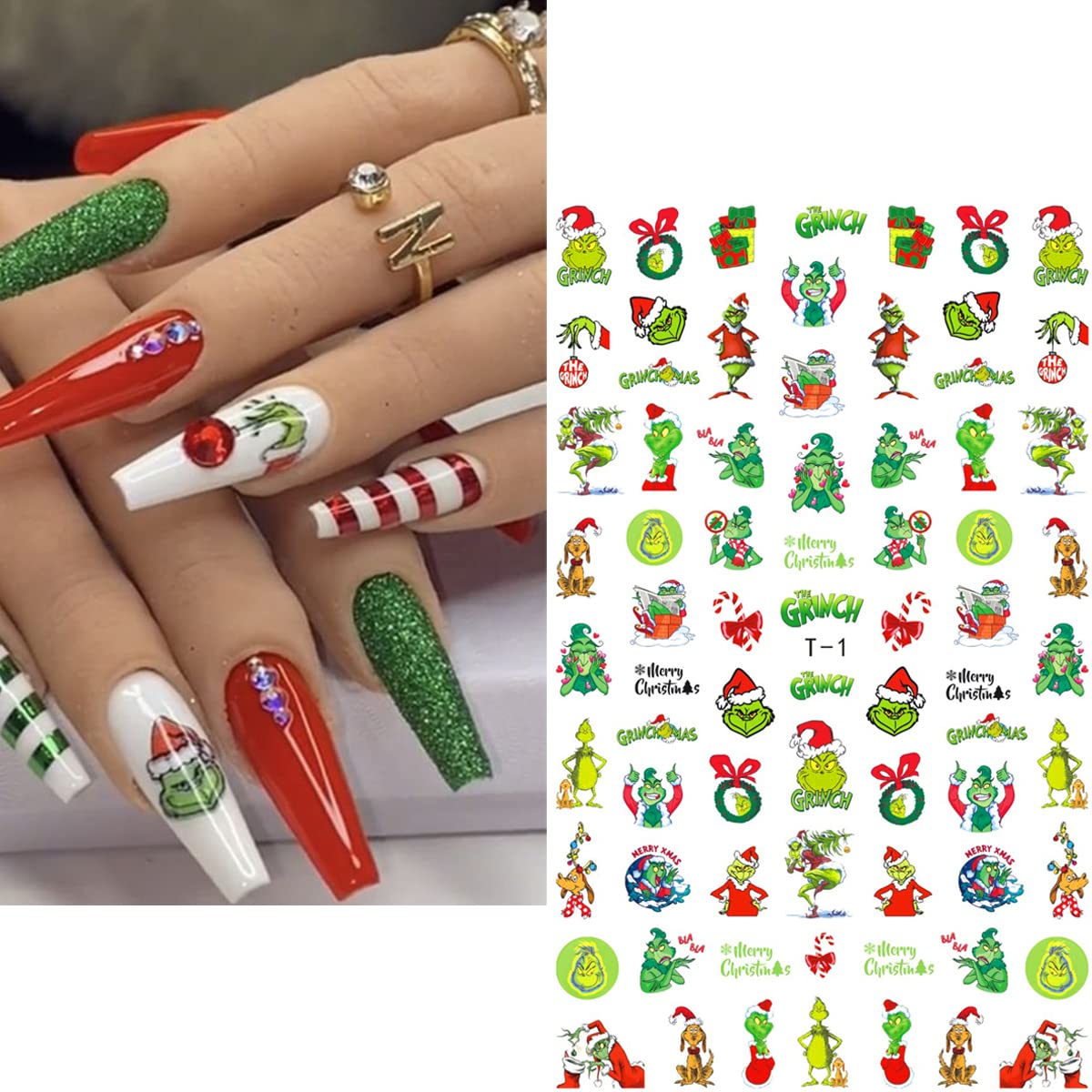 AKLHDSK pegatinas navidad 3D con Santa para uñas, toque festivo rápido.
