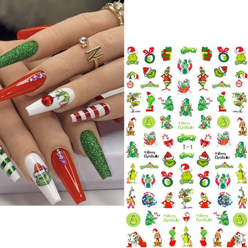 AKLHDSK pegatinas navidad 3D con Santa para uñas, toque festivo rápido.