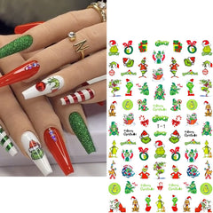 AKLHDSK pegatinas navidad 3D con Santa para uñas, toque festivo rápido.