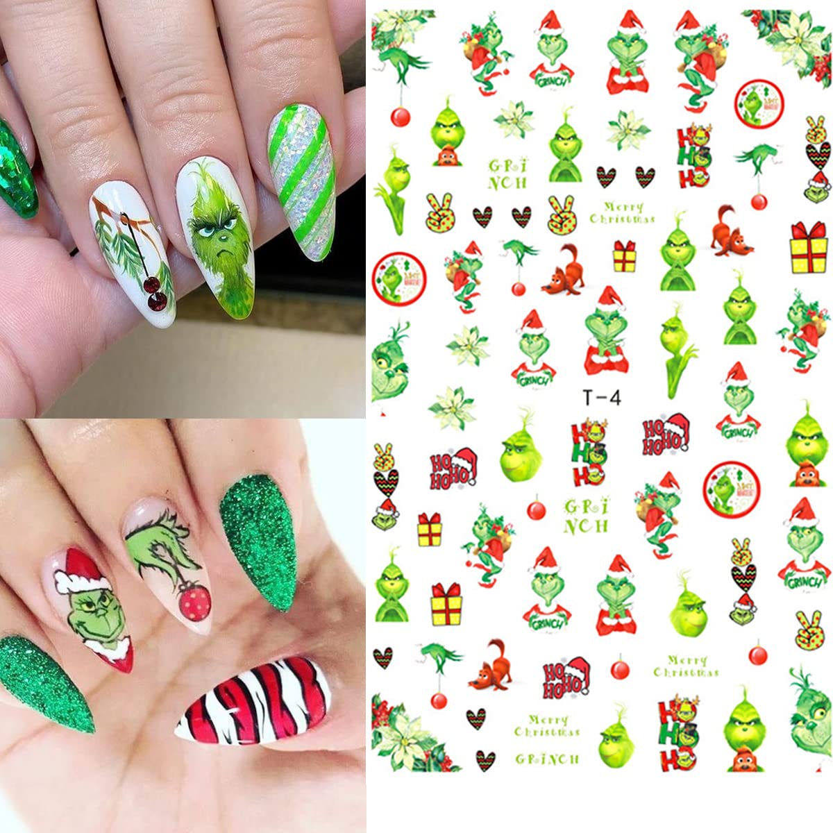 AKLHDSK pegatinas navidad 3D, variedad de diseños para uñas.