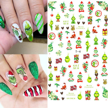 AKLHDSK pegatinas navidad 3D, variedad de diseños para uñas.