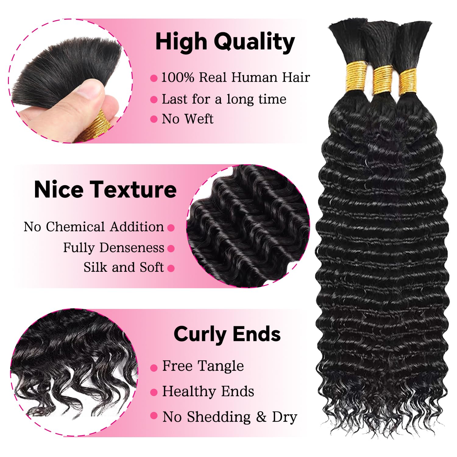AKONSOUL pelo brasileño virgen 10A, aspecto realista para trenzas y peinados.