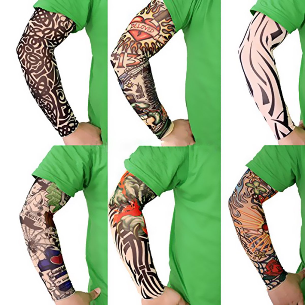 Akstore mangas tatuaje tigres Set1 para deportes y fiestas temáticas