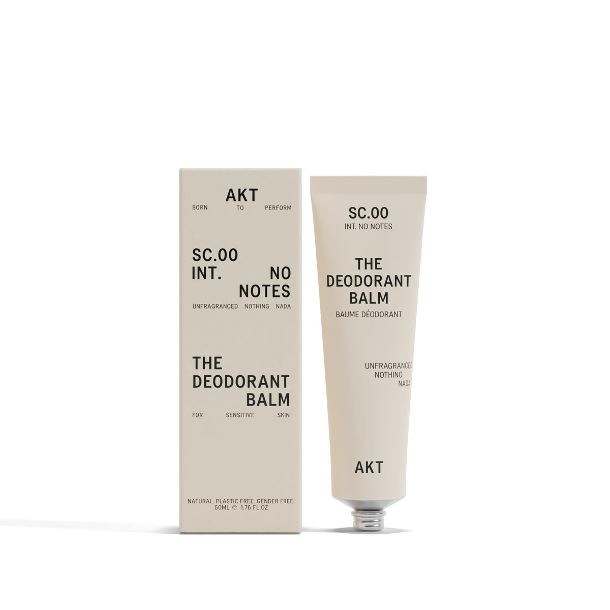 AKT Desodorante Balm en tubo, protección suave todo el día, sin fragancia.
