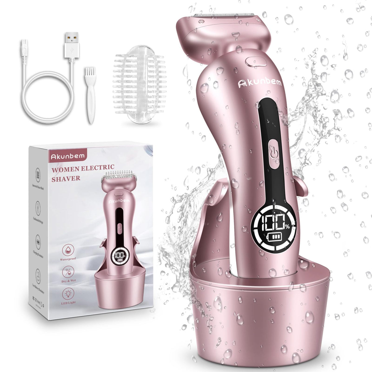 Akunbem afeitadora para mujer con cabeza desmontable facilita limpieza rápida