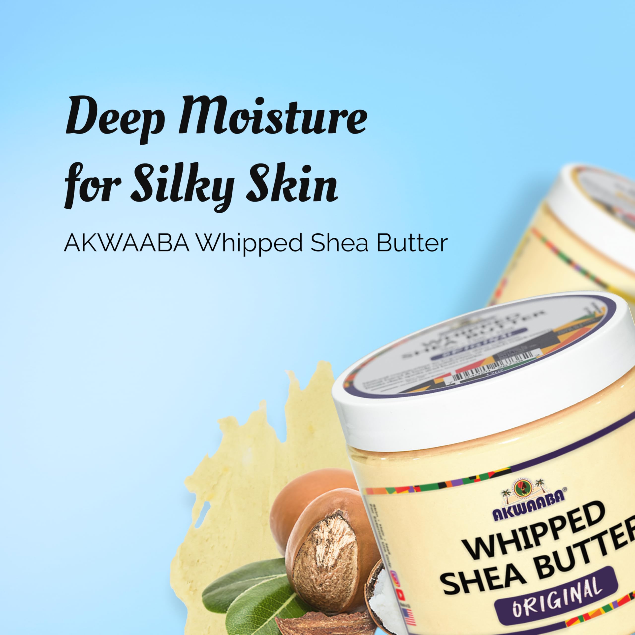 AKWAABA Whipped Shea Butter Mango Dulce: aplicación facial y corporal suave.