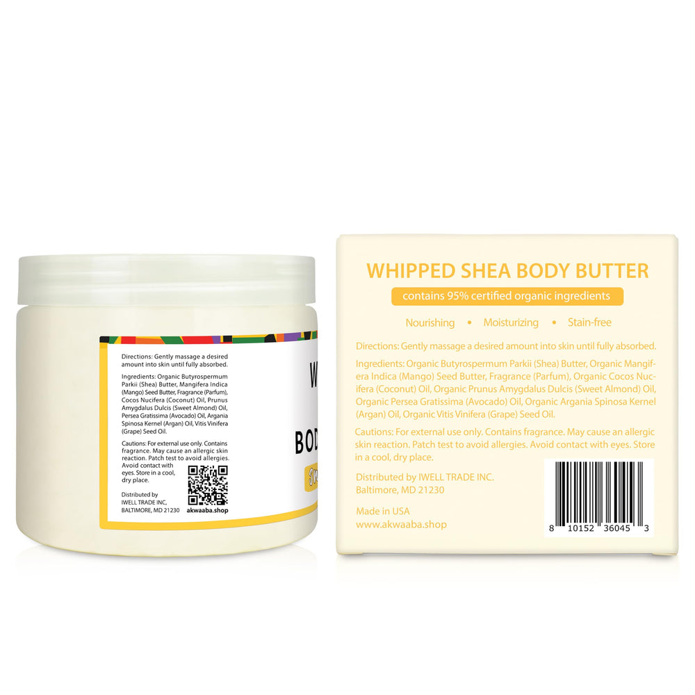 AKWAABA Whipped Shea Butter Mango Dulce: cuidado suave diario para piel y cabello.