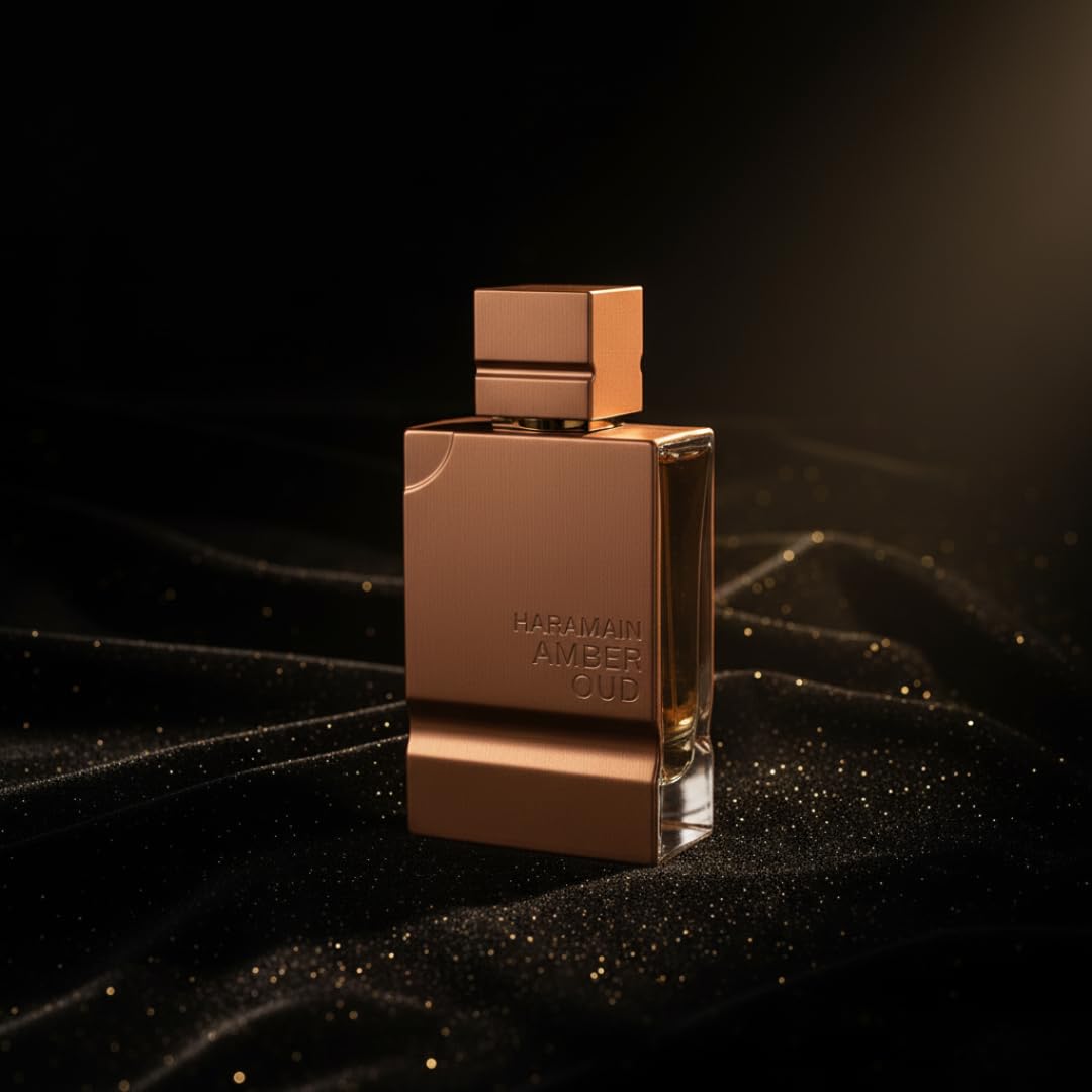Al Haramain Amber Oud Gold Edition detalle dorado que añade toque premium.