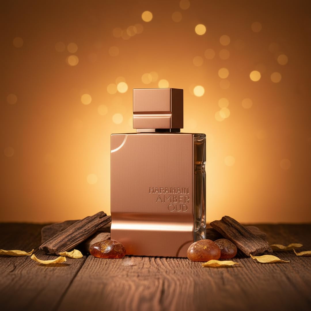 Al Haramain Amber Oud Gold Edition etiqueta destacada para branding y notas sensoriales.