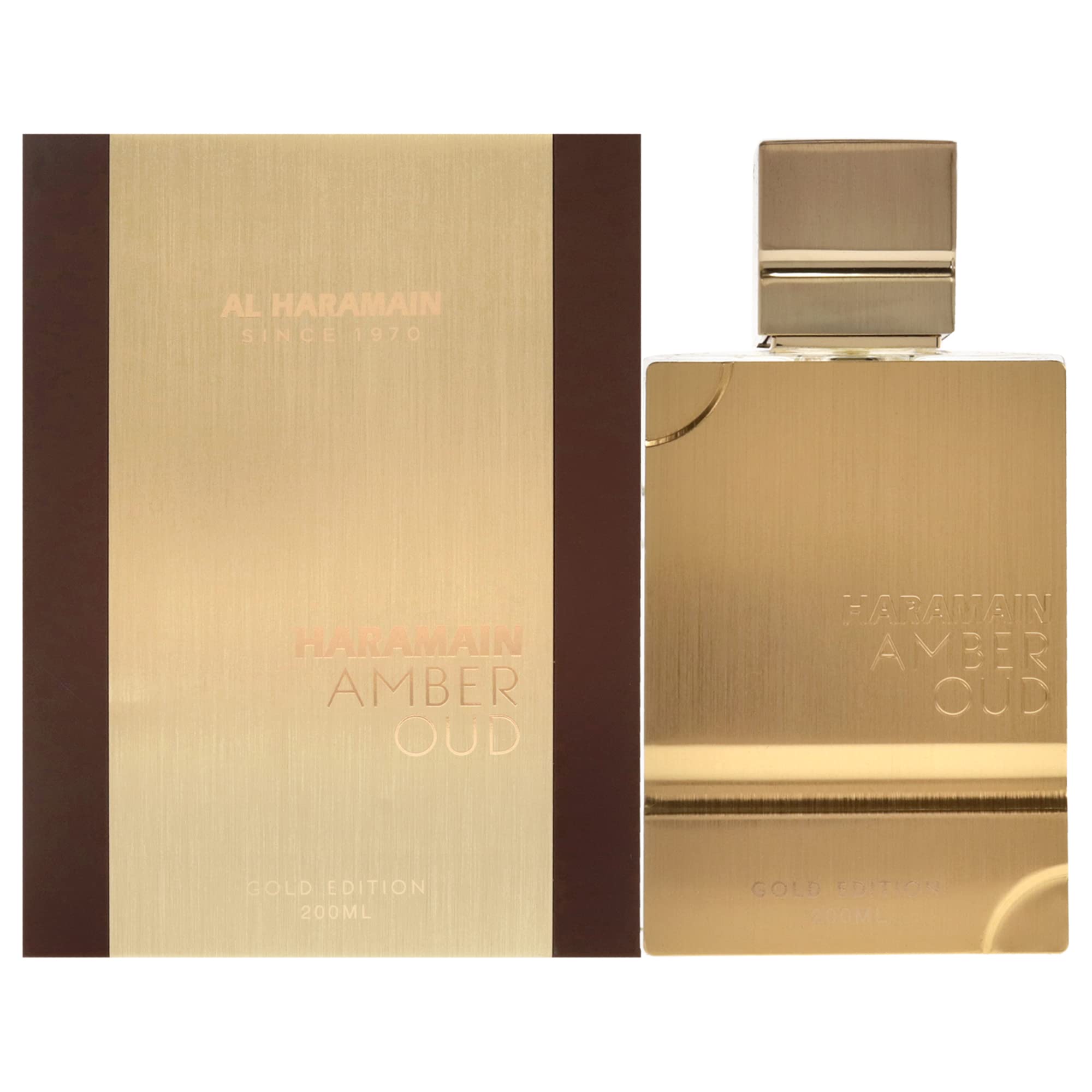 Al Haramain Amber Oud Gold Edition, frasco dorado, ideal para uso diario con carácter.