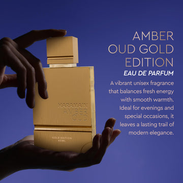 Al Haramain Amber Oud Gold Edition, notas medias frutales y tropicales que enriquecen la fragancia.