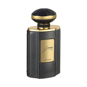 Al Haramain Junoon Noir, envase-caja, presentación premium para regalo.