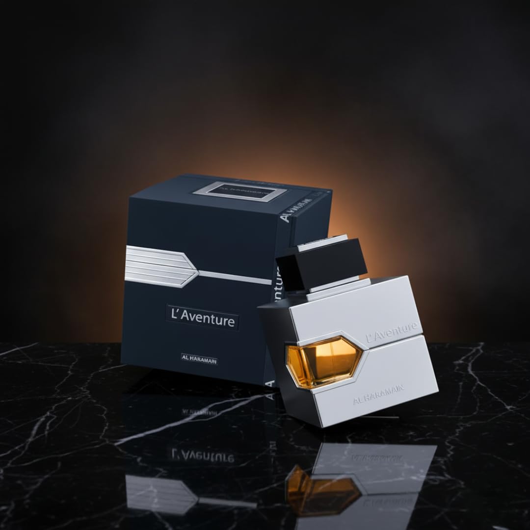 Al Haramain L'aventure: empaque y etiqueta para identificar el aroma con claridad.