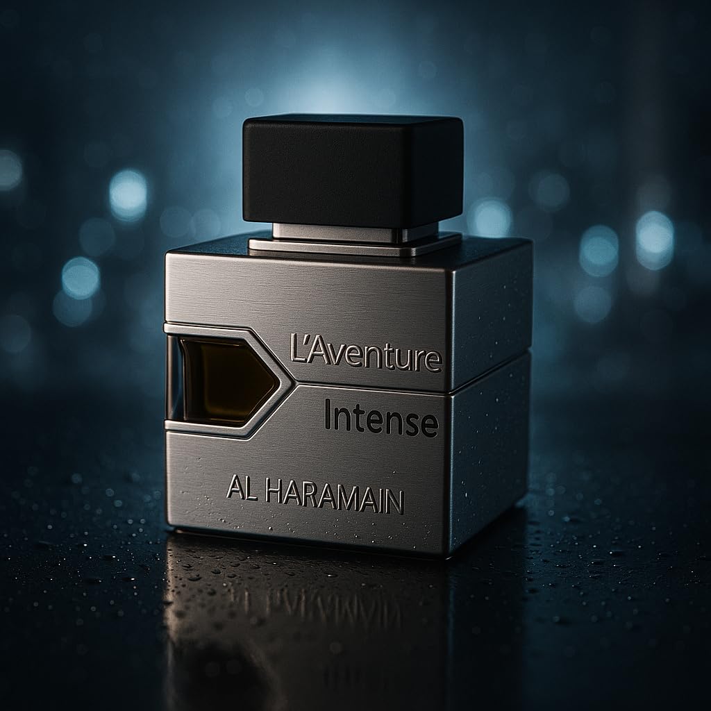 Frasco de 100 ml de Al Haramain L'Aventure Intense, tamaño práctico para viajar.