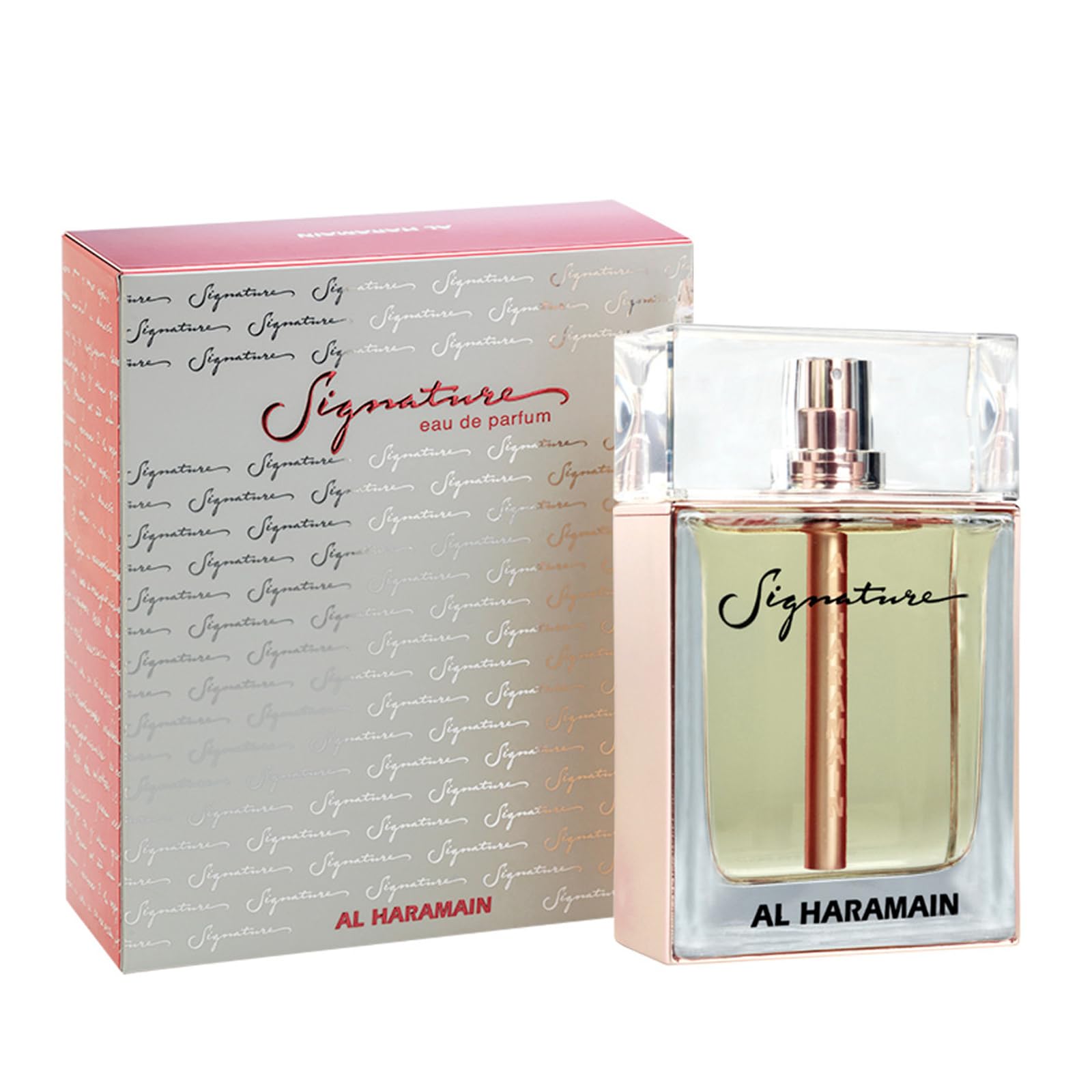 Al Haramain Signature Rose Gold, atomizador, aplicación suave y precisa para perfumar todo el día.