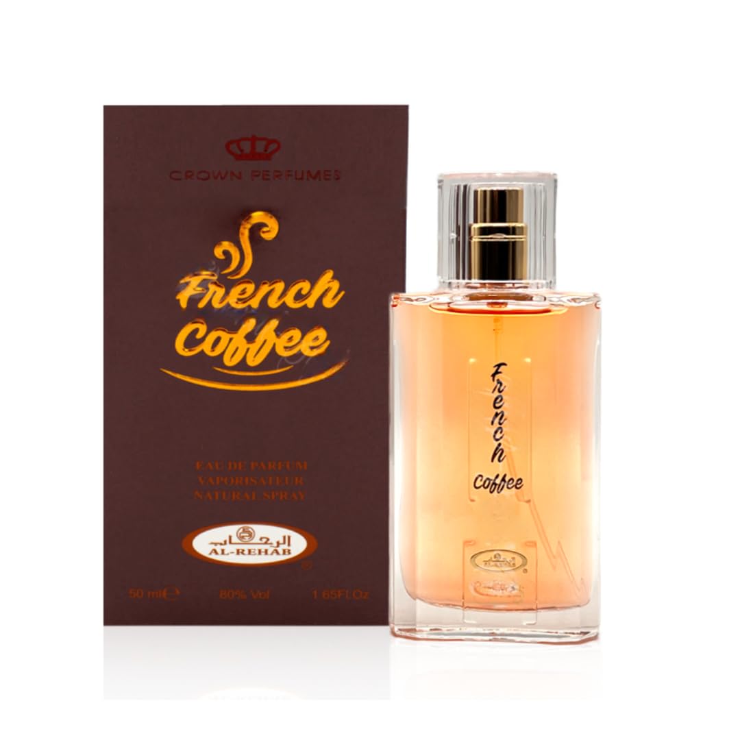 Al-Rehab Café Francés: botella elegante en tono marrón, ideal para uso diario.