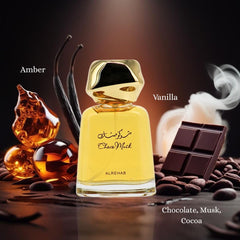 Al-Rehab Choco Musk caja elegante que sugiere lujo y tradición árabe