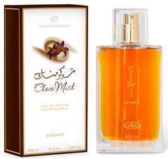 Al-Rehab Choco Musk: notas de vainilla y chocolate para un aroma dulce gourmet.
