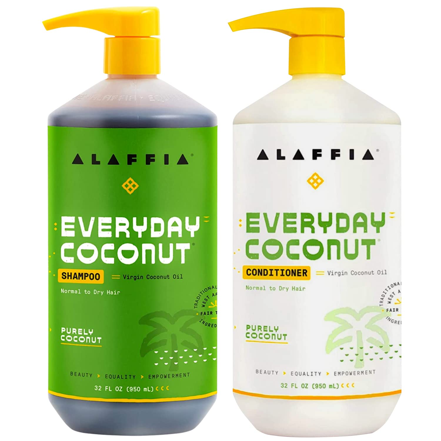 Alaffia Everyday Coconut Champú botella: limpieza suave para cabello normal a seco