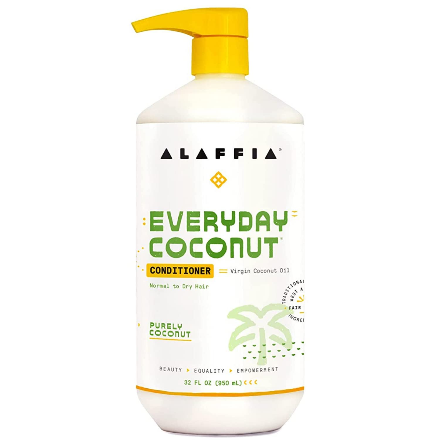 Alaffia EveryDay Coconut Conditioner en botella, aporta brillo natural al cabello
