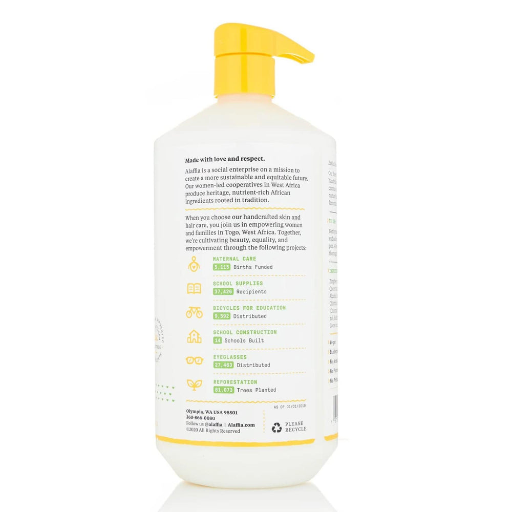 Etiqueta de Alaffia EveryDay Coconut Conditioner con coco y jengibre