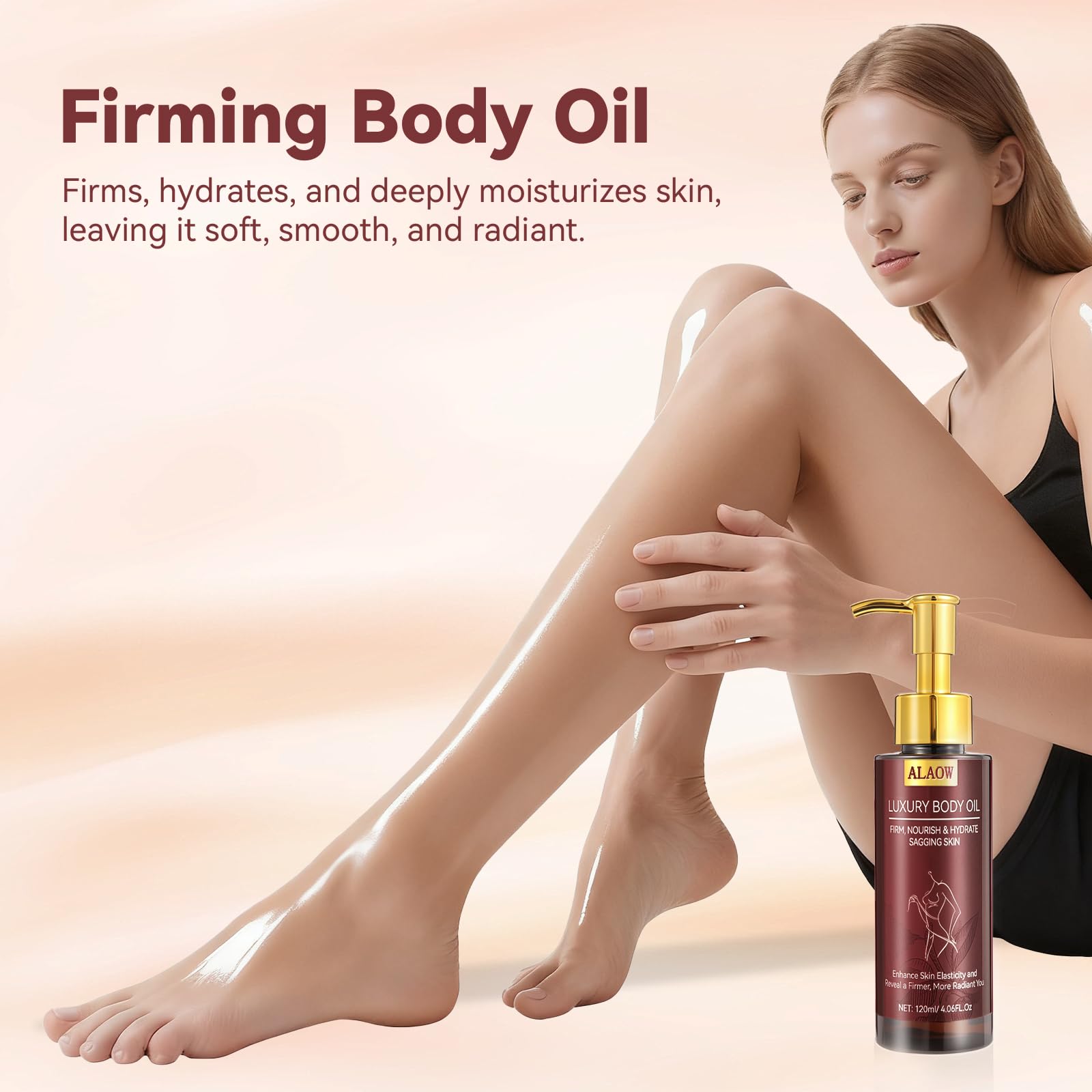 ALAOW Aceite Reafirmante Corporal: aplicación de textura ligera para piel firme sin grasa.