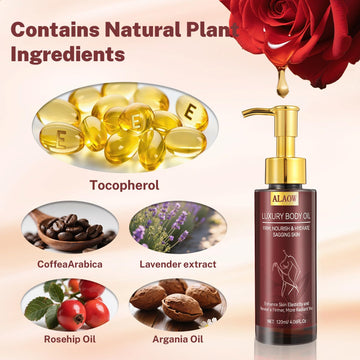 ALAOW Aceite Reafirmante Corporal: fórmula natural sin fragancia para piel sensible y radiante.