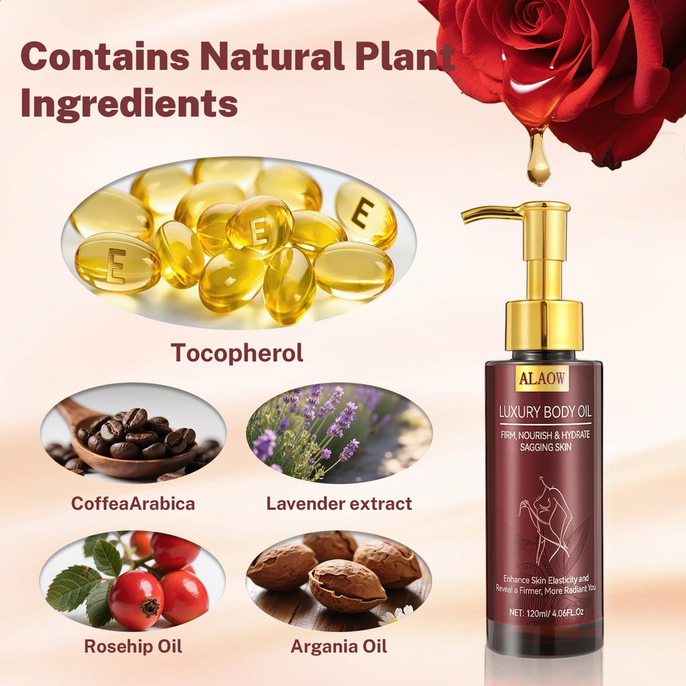 ALAOW Aceite Reafirmante Corporal: fórmula natural sin fragancia para piel sensible y radiante.
