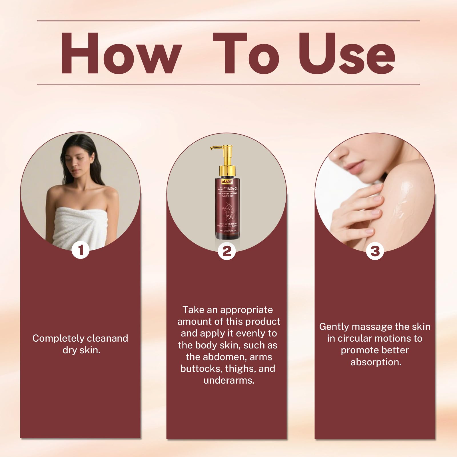 ALAOW Aceite Reafirmante Corporal: enfocado en abdomen, brazos y muslos para firmeza gradual.