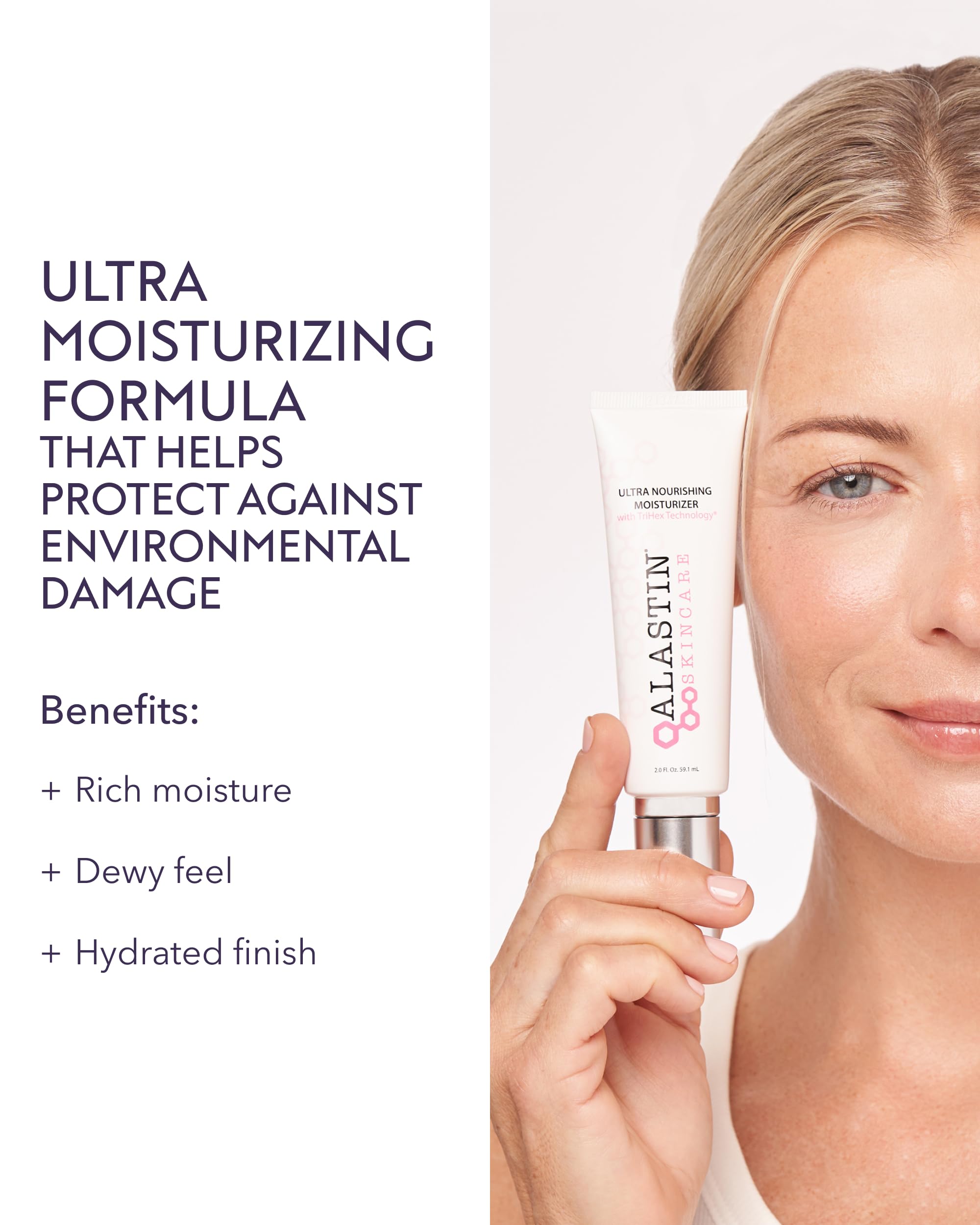 Texture crème veloutée ALASTIN pour nourrir et apaiser la peau.