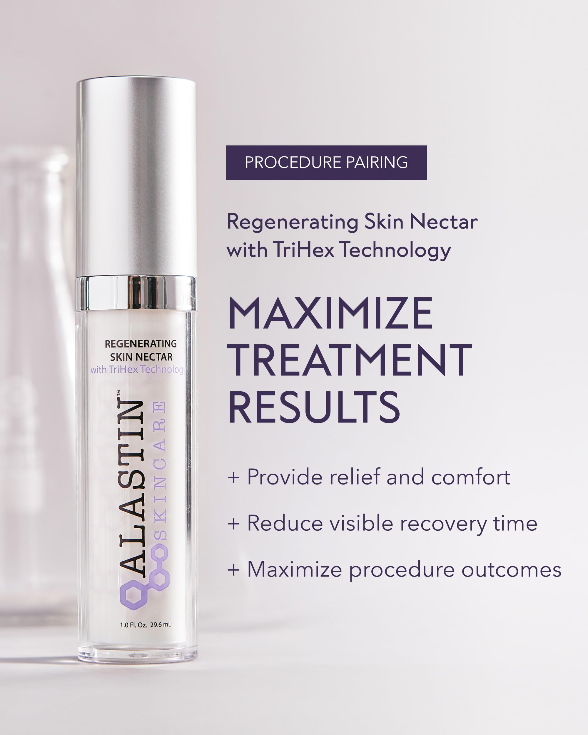 ALASTIN Néctar Regenerador de Piel, textura cremosa lista para aplicar antes de procedimientos.