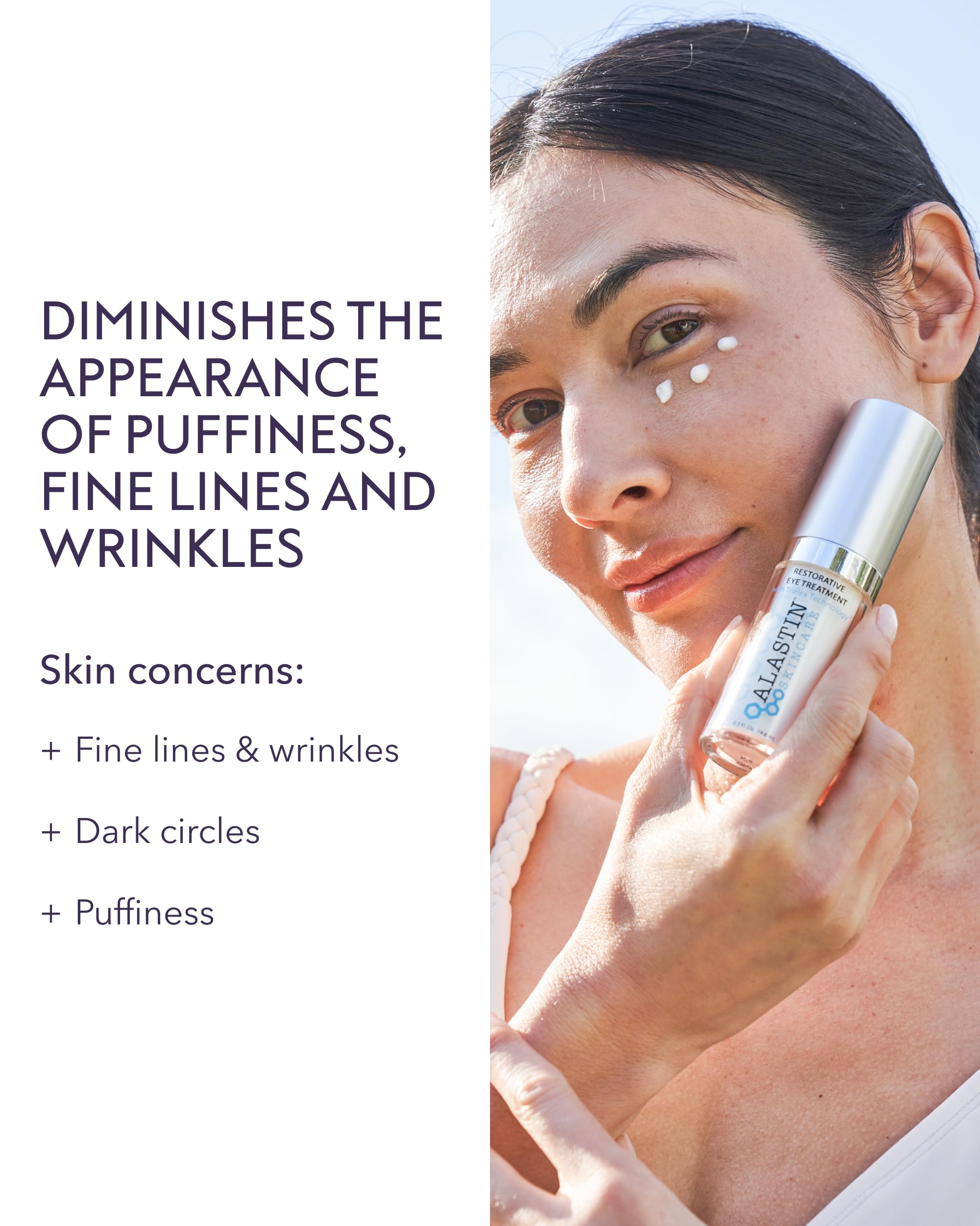 ALASTIN Skincare Restorative Eye Treatment aplicación diaria para rutina de cuidado ocular.