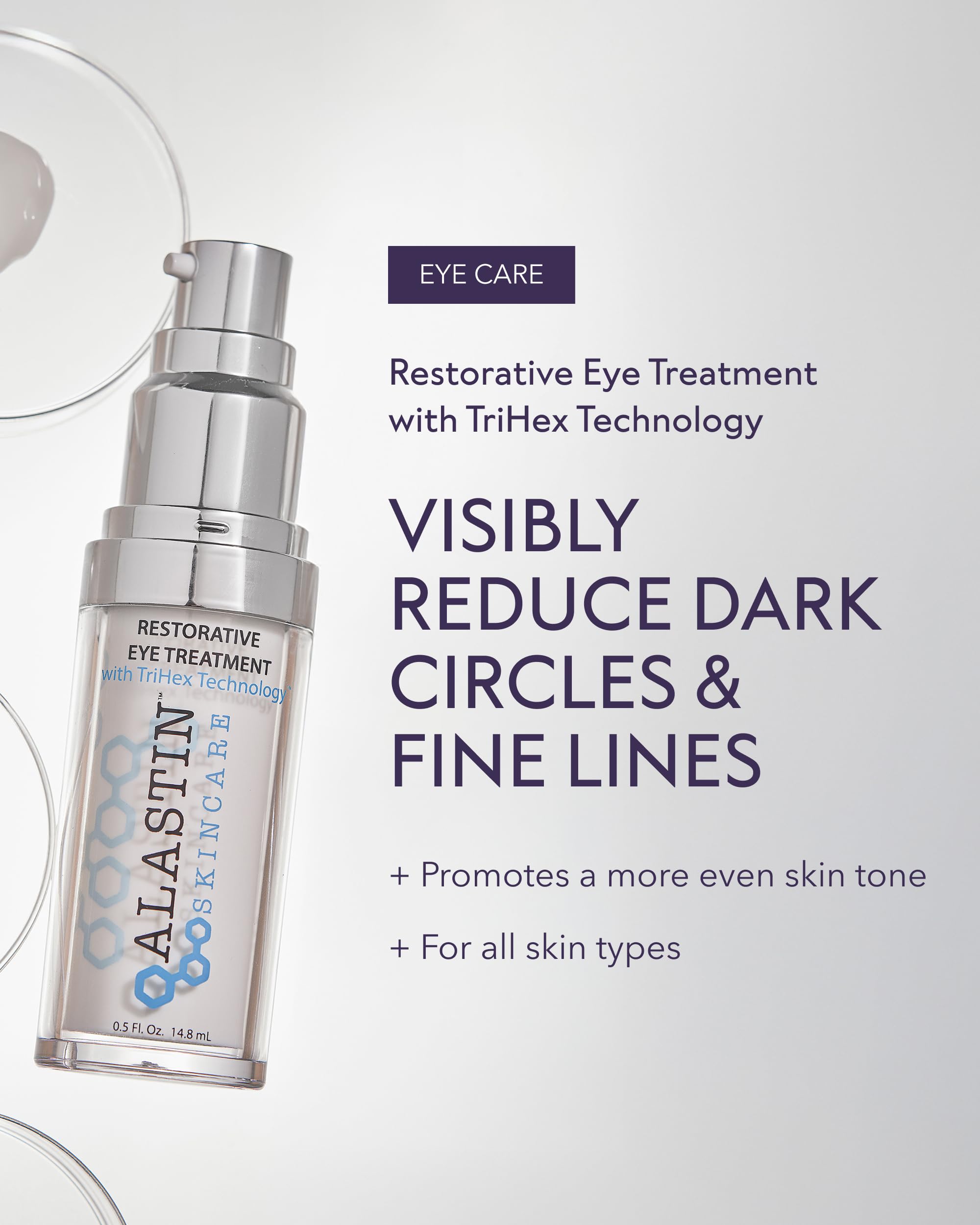 ALASTIN Skincare Restorative Eye Treatment textura crema suave para una aplicación cómoda.