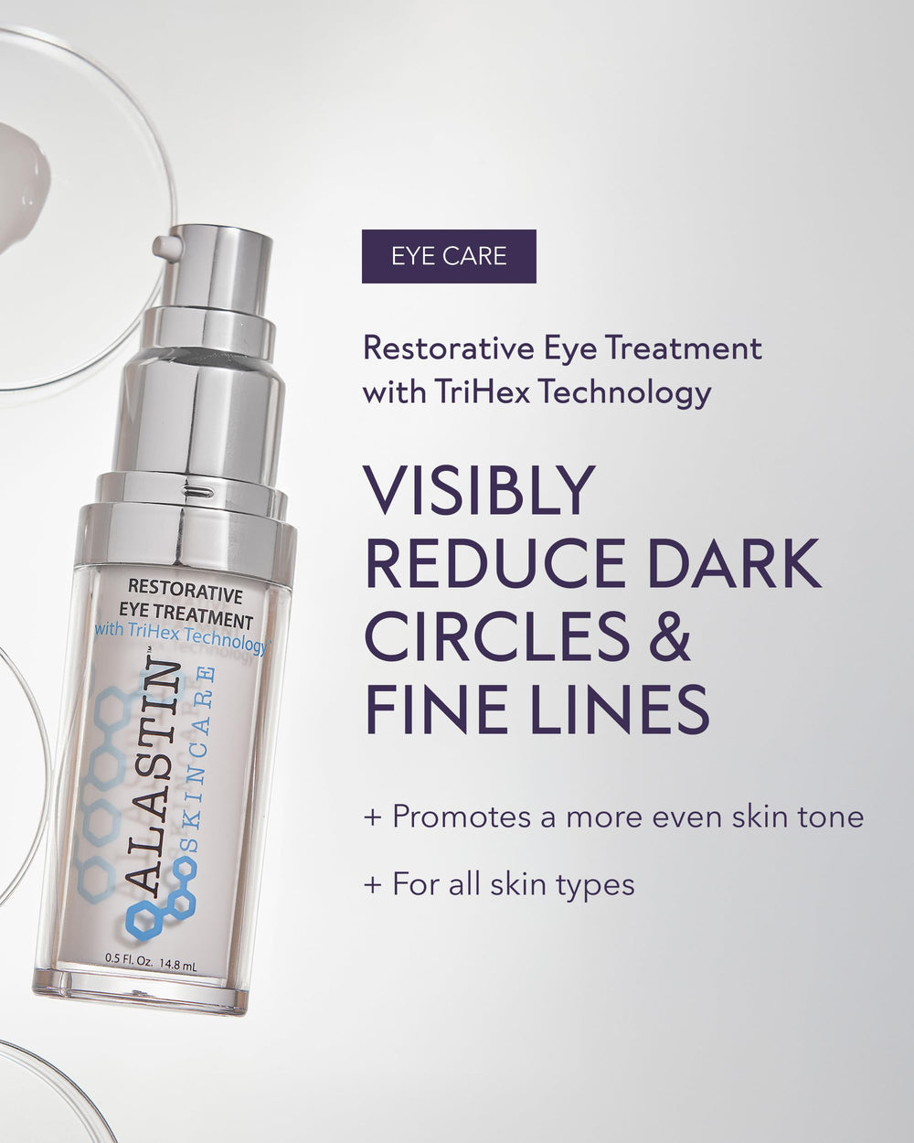 ALASTIN Skincare Restorative Eye Treatment textura crema suave para una aplicación cómoda.