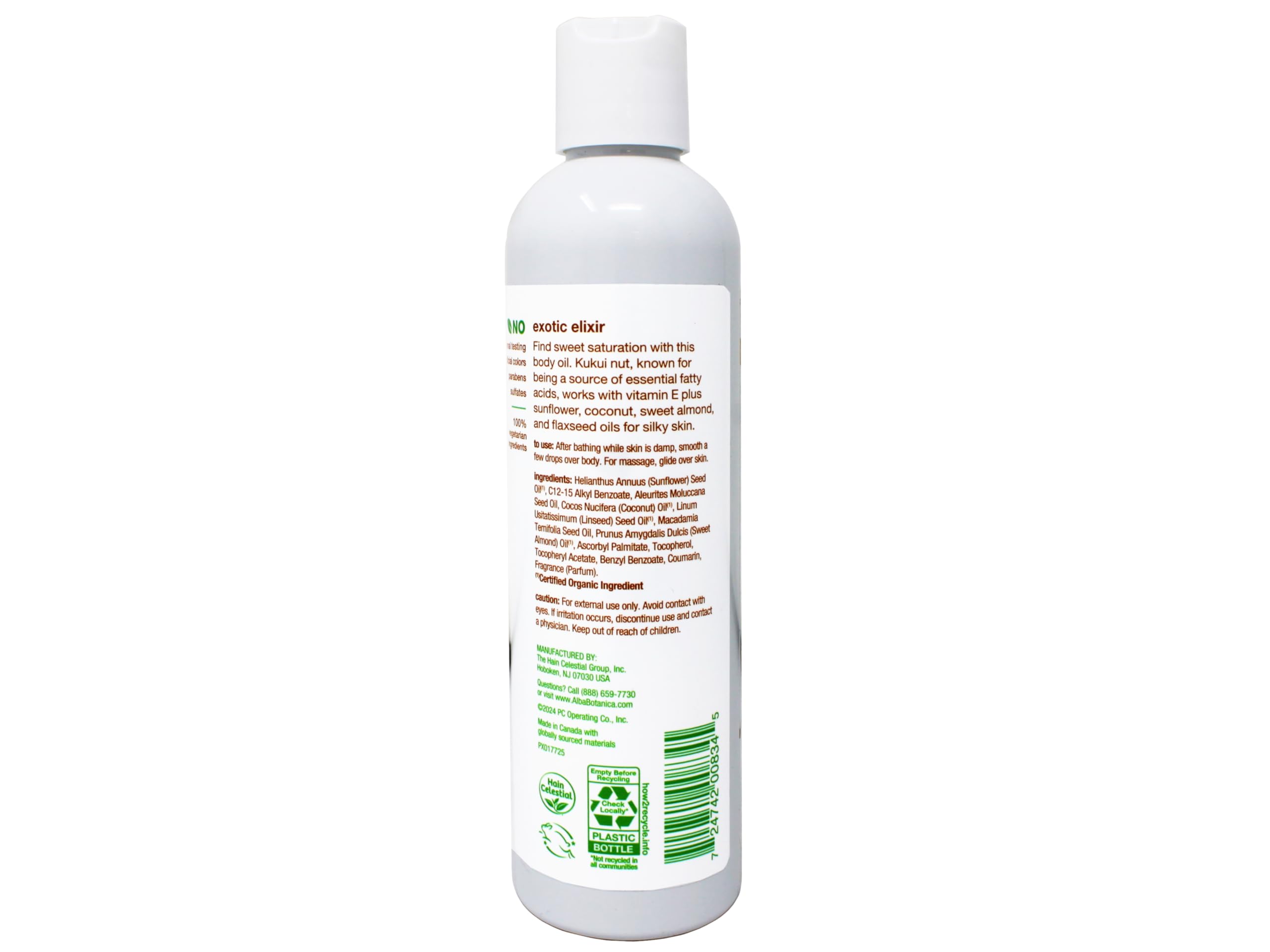 Fórmula sin parabenos ni ftalatos de Alba Botanica Kukui Nut