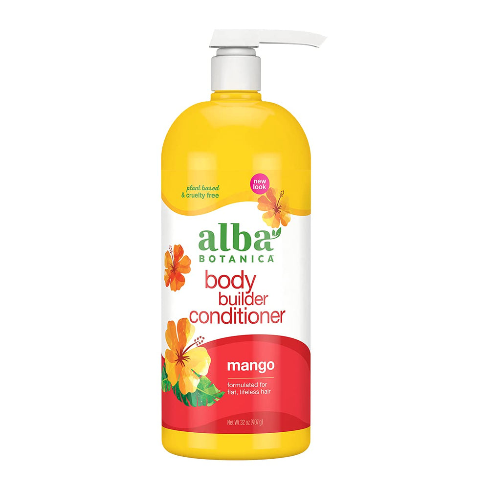 Alba Botanica Body Builder Mango, bote de 32 onzas, suavidad y volumen para el cabello.