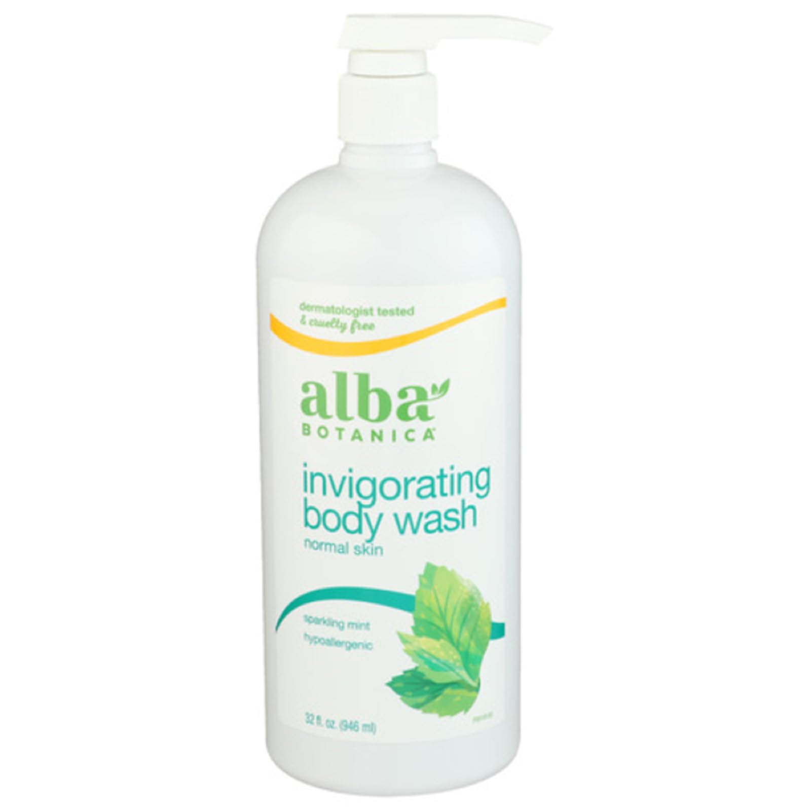 Alba Botanica gel de baño menta espumosa, botella para limpieza suave y refrescante