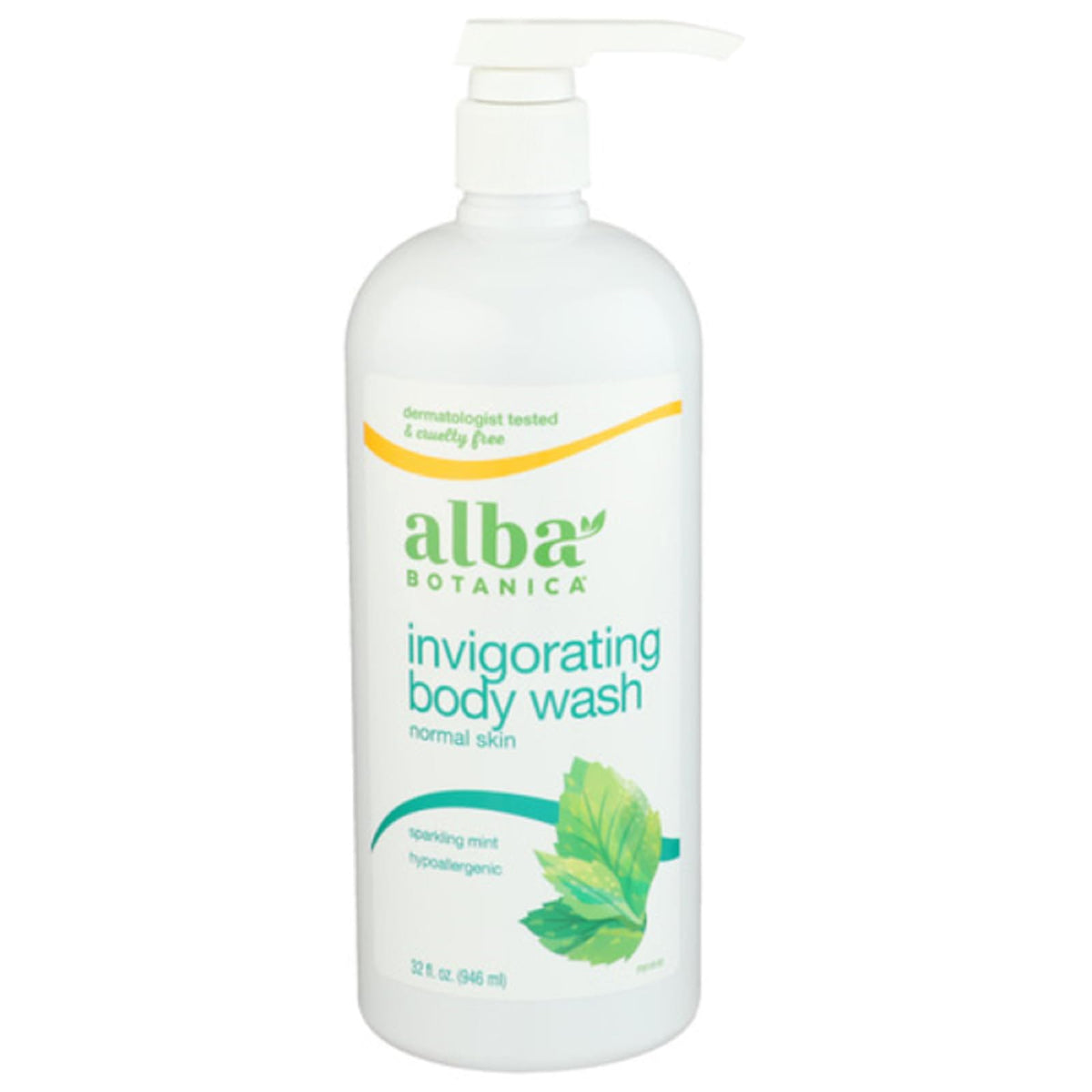 Alba Botanica gel de baño menta espumosa, botella para limpieza suave y refrescante
