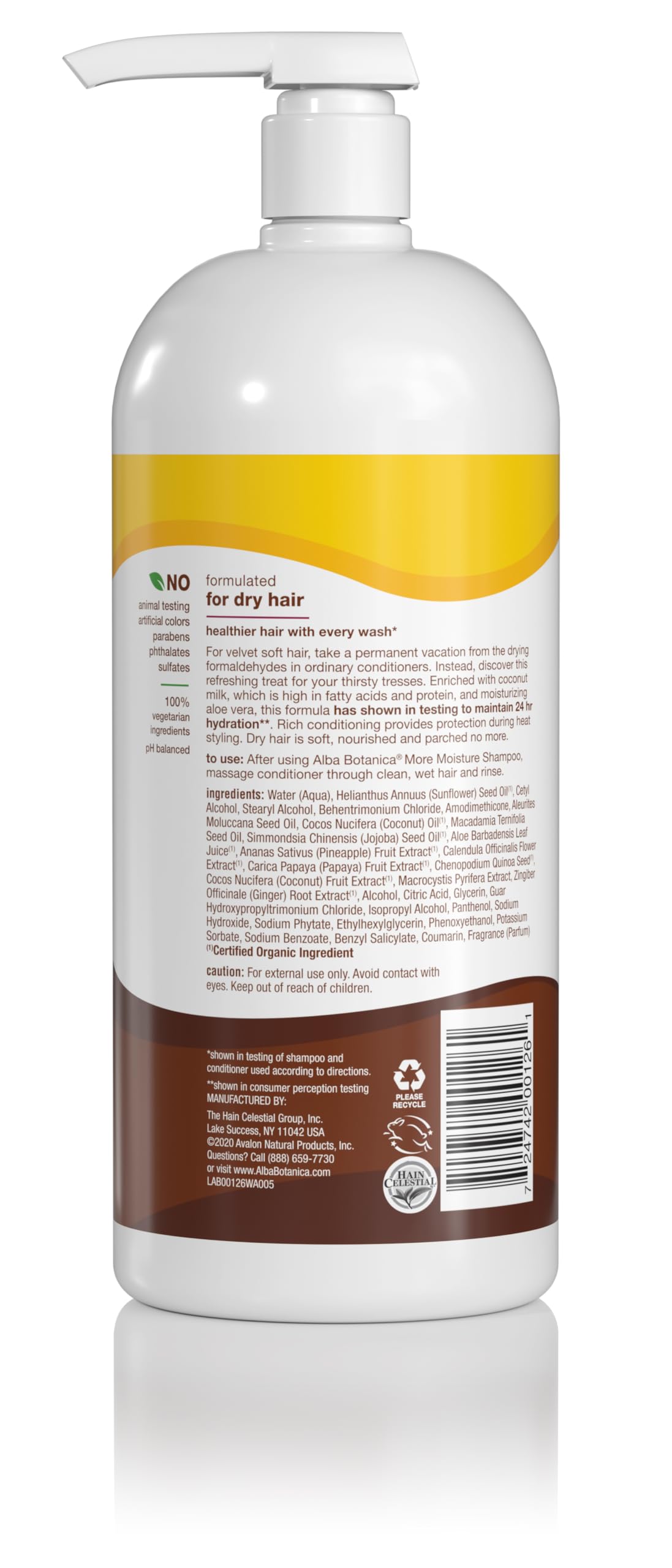 Aplicación del acondicionador Alba Botanica leche de coco en cabello seco para hidratación suave