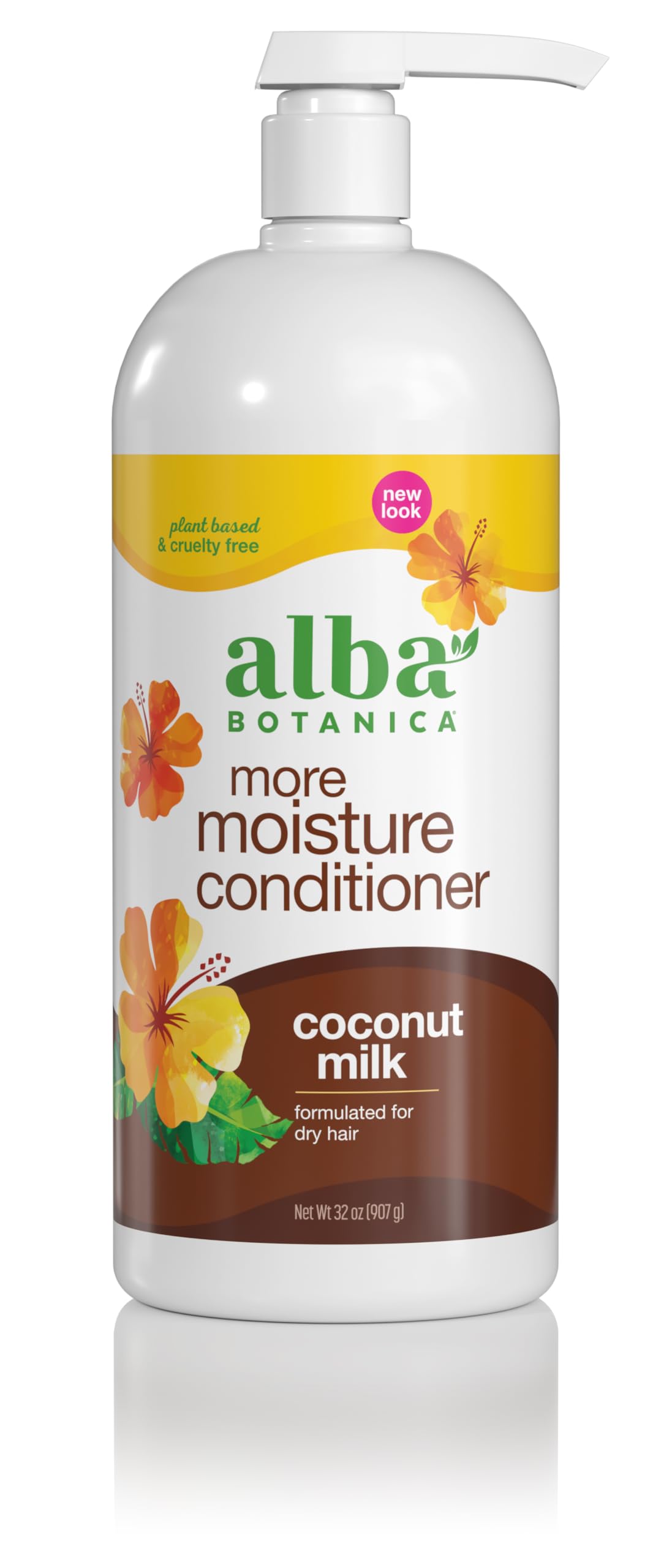 Alba Botanica Más Humectante con leche de coco, botella de 32 oz, cabello seco con hidratación mejorada